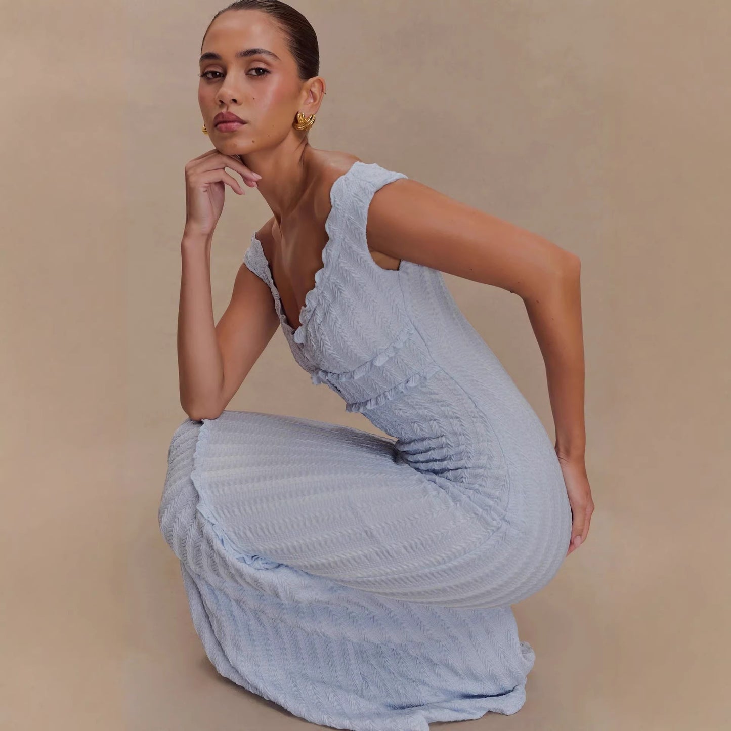 Lace-up Hollow-out Slim-fit Dress Women
