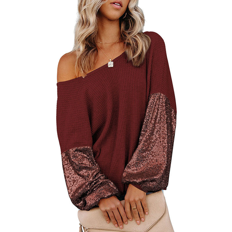 Pull ample de couleur unie à épaules dénudées