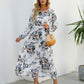 Womens Versatile Round-neck Floral Chiffon Dress