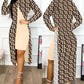 Two-piece Long Sleeve Printed Turtleneck Suit Women