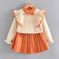 Ensemble pull tricoté à manches volantées pour fille
