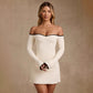 Womens Strapless Halterneck Dress With A Fitted Waist And Long Sleeves