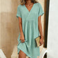 Cotton-linen Drawstring Short-sleeve Dress