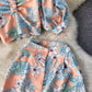 Off Shoulder Puff Sleeve Cropped Top And Printed High Waist Wide Leg Pants Two Piece Set