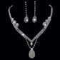 Europe And The United States Foreign Trade   Drill Water Drop Shape Bridal Necklace, Earrings Set Wedding Jewelry Wedding Accessories Wholesale