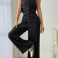 Sleeveless Front Button Casual Striped Jumpsuit