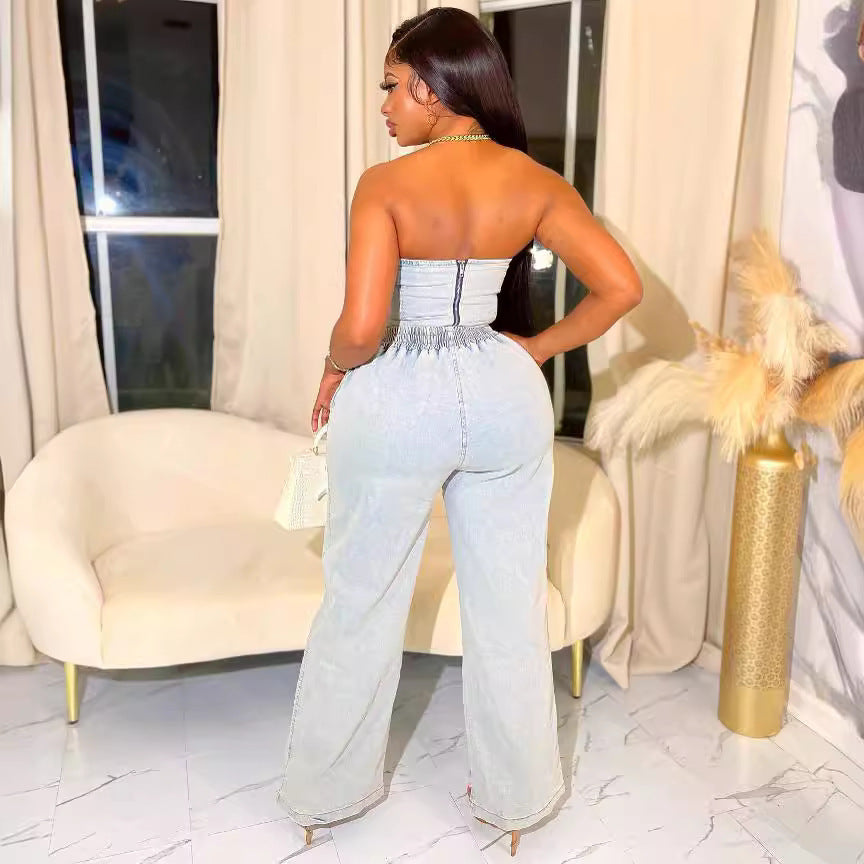 European And American Fashion Stretch Denim Suit