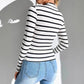 Mock-neck Stripes Bottoming Shirt Women's Long Sleeve Inner Wear