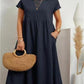 European And American Solid Color Sleeveless Loose Cotton Linen Pocket Dress
