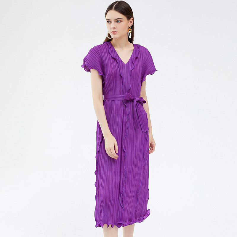 Robe moulante plissée à la taille pour femme