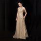 Robe de banquet slim champagne tendance pour femme