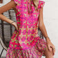 Robe imprimée sans manches, mode estivale, col en V, lacets, droite, vêtements pour femmes