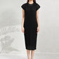 Fashion Pleated Mesh Fake Two Pieces Dress Women