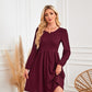 Robe trapèze à manches longues et col rond avec poche