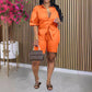 Fashion Solid Color Short Sleeve Shirt And Shorts Suit