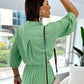 Split Sleeve Shirt Elastic Waist Pants Two Piece Set