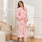Printing Lapel Casual Flannel Nightgown New Bathrobe