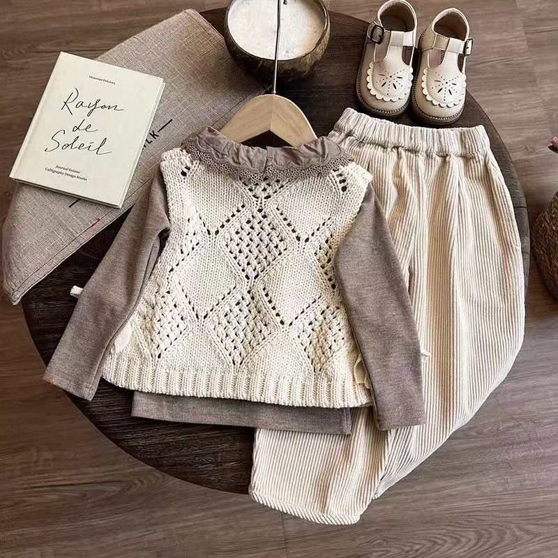 Costume trois pièces en velours côtelé printemps-automne