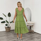 Resort-style Slip Dress With Tie Details In Solid-color Cotton And Linen