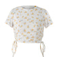 Women's Printed Short-sleeved T-shirt With Drawstring