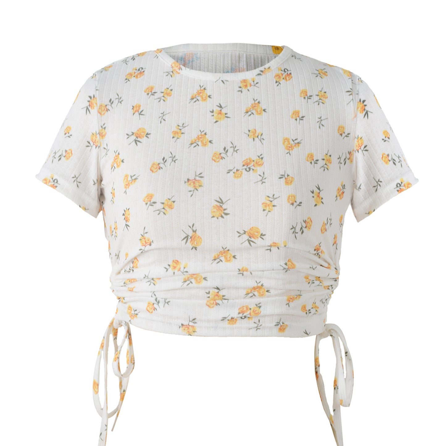 Women's Printed Short-sleeved T-shirt With Drawstring