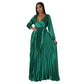 Robe plissée à manches lanternes pour femme