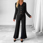 Textured Casual Jacket And Solid-color Wide-leg Pants Set