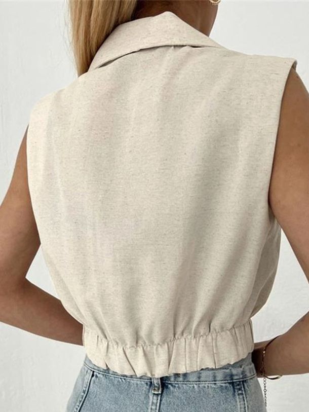 Women's Fashion V-neck Cotton Linen Vest Top