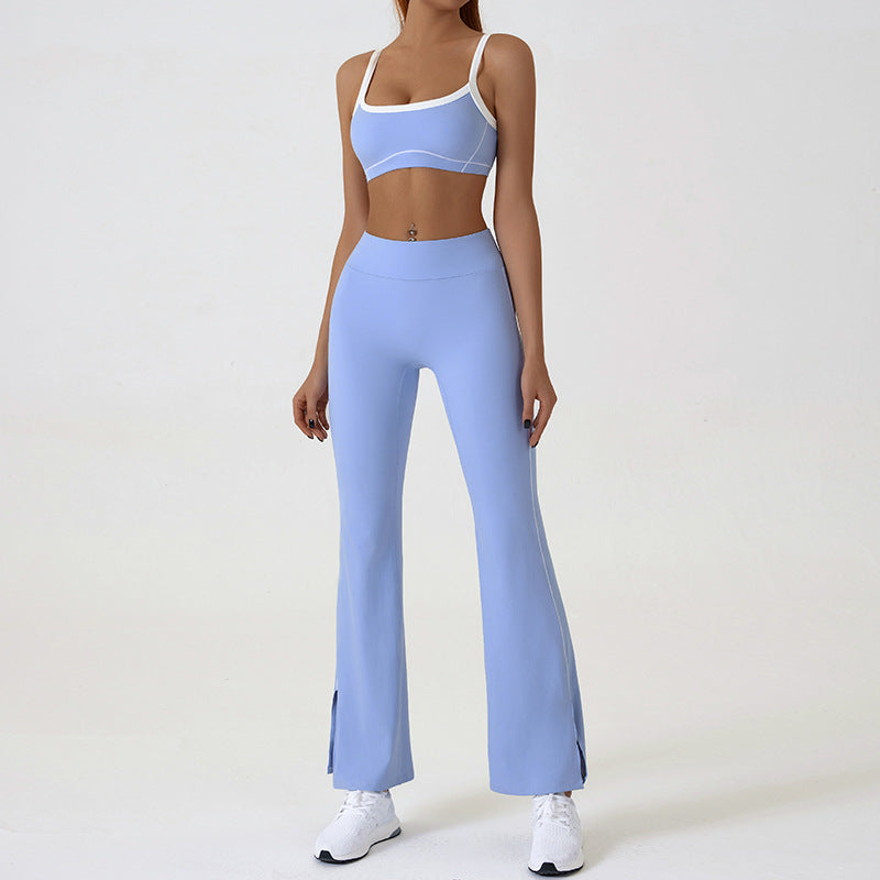 Spaghetti Strap Contrast Color Underwear Sling Yoga Clothes Tight Outdoor Sports Suit