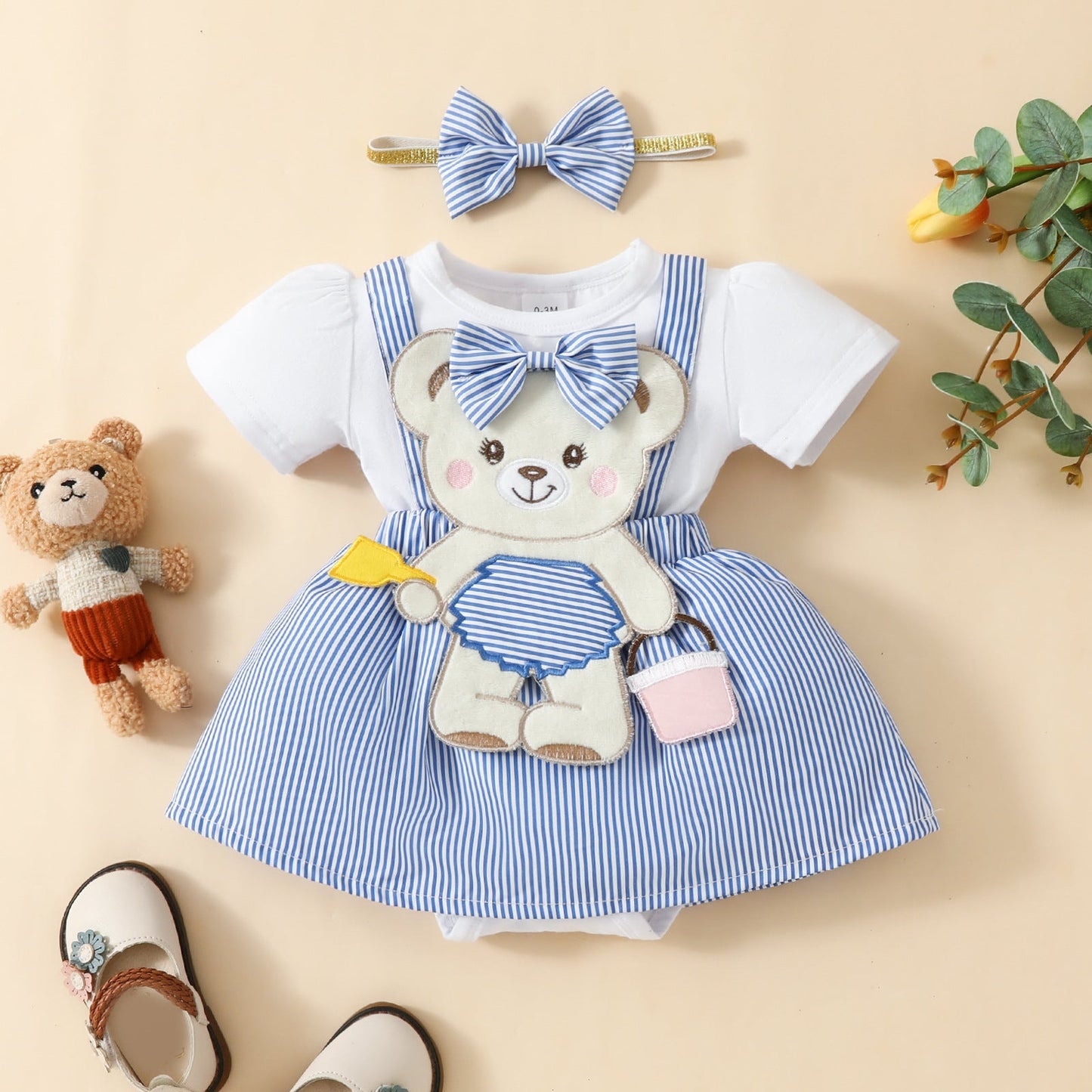 Girls' Cute Frog Short-sleeved Double-layer Dress
