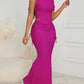European And American-style Summer Slim-fit Fishtail Asymmetrical Top And Lace-up Maxi Skirt Set