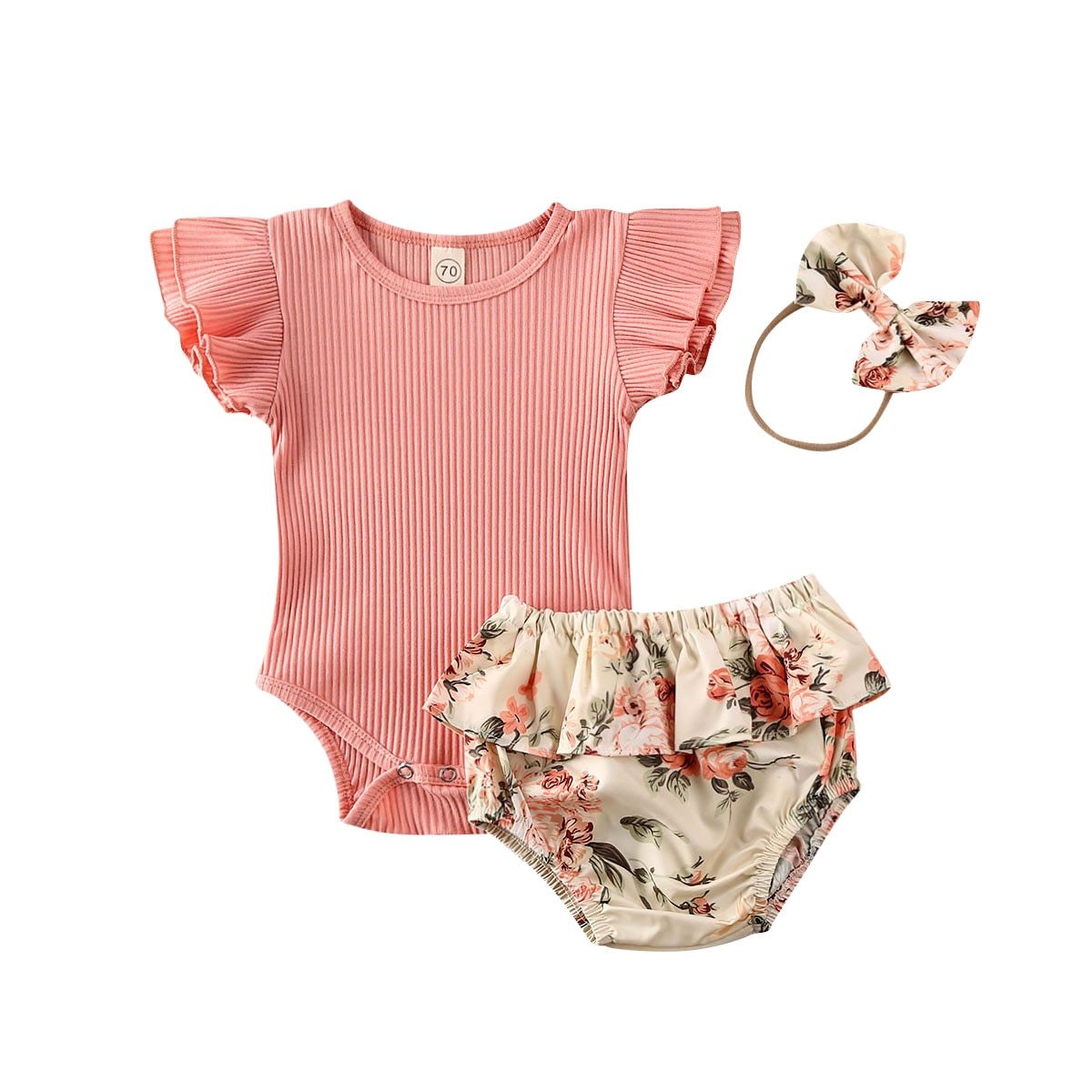 Hanging Multicolor Flying Sleeve Romper  Floral Culottes  Headscarf