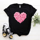 T-shirt décontracté et humoristique pour femme avec imprimé fleur en forme de cœur rose