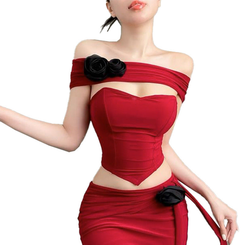 Fashion Flower Slim Fishbone Top