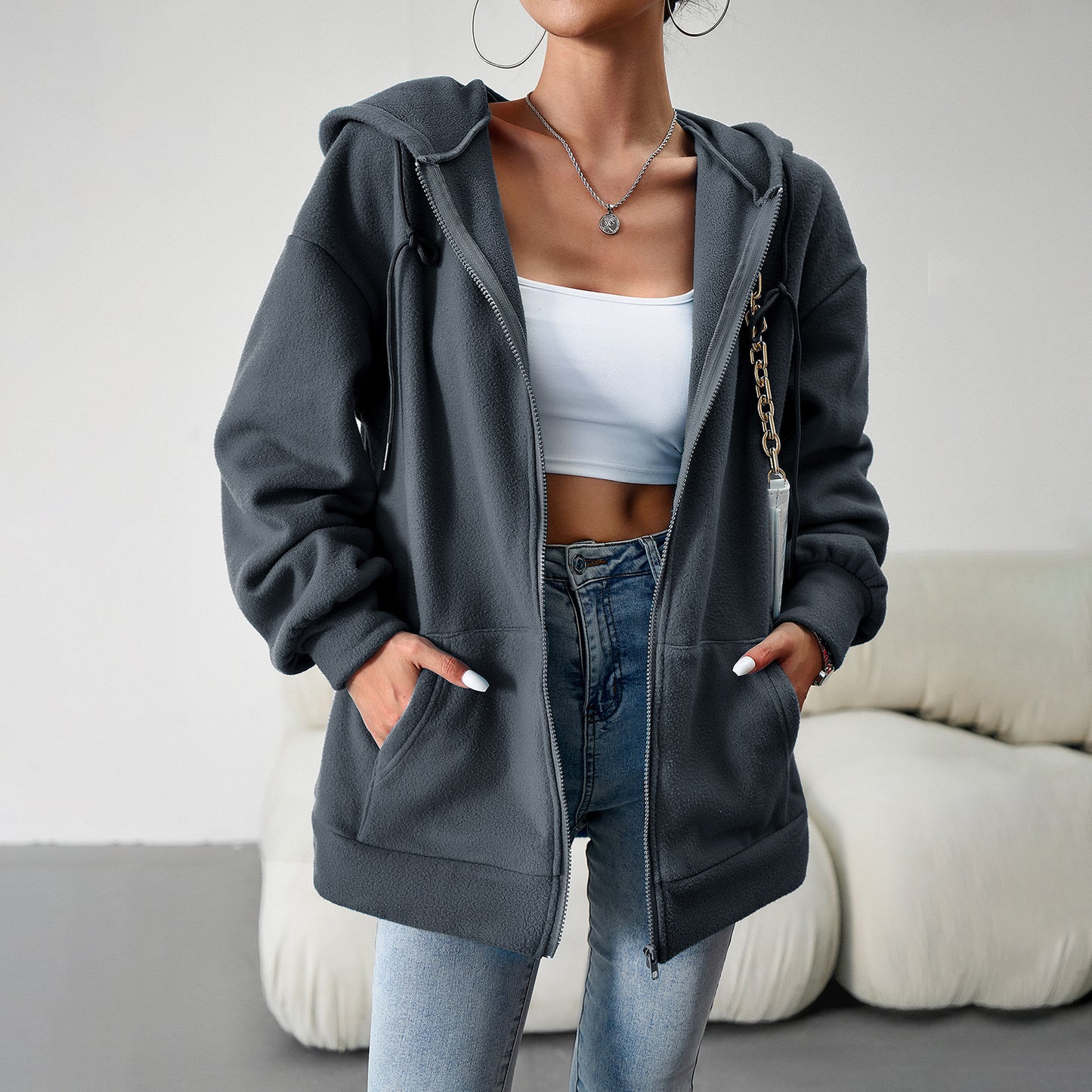 Women's Fashion Loose Casual Sweater Cardigan Hooded Coat