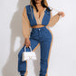 Women's Casual Denim Fashionable Jacket Trousers Suit