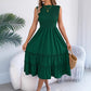 Casual Sleeveless Ruched Waistline Flounce Maxi Dress