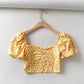 Puff Sleeve Princess Wind Floral Square Neck Sweet And T-shirt