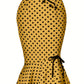 Button Lace-up Polka Dots Half Body Slim-fit Fishtail Skirt