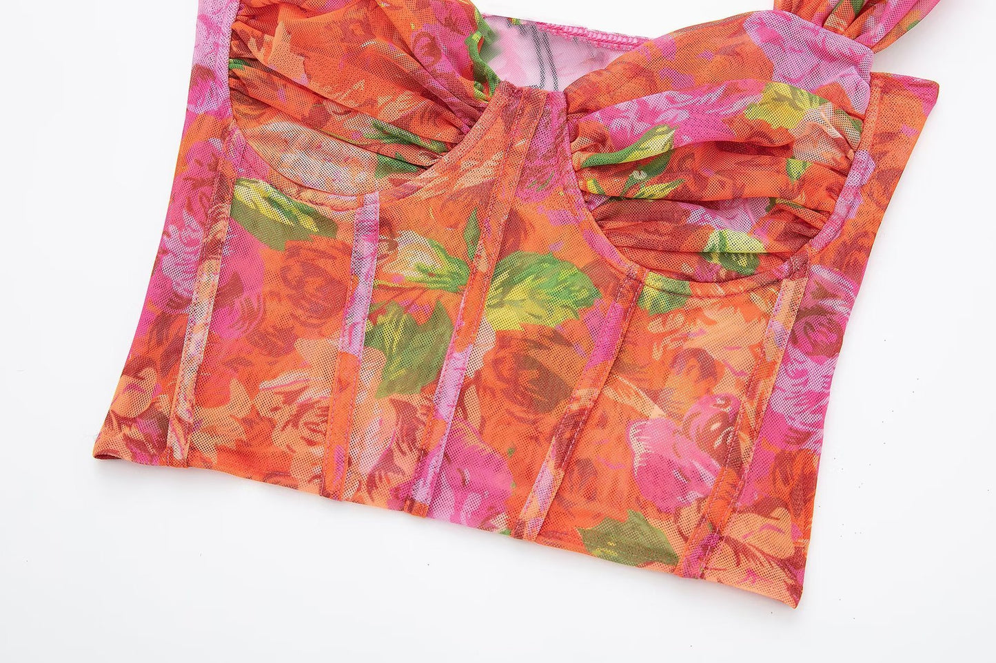 Women's Clothing Wide Camisole Juan Net Printed Corset Short