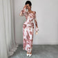 Elegant Tie-dye Printed Mesh-design Dress
