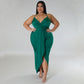 Adjustable-strap Sleeveless V-neck Stretch Dress