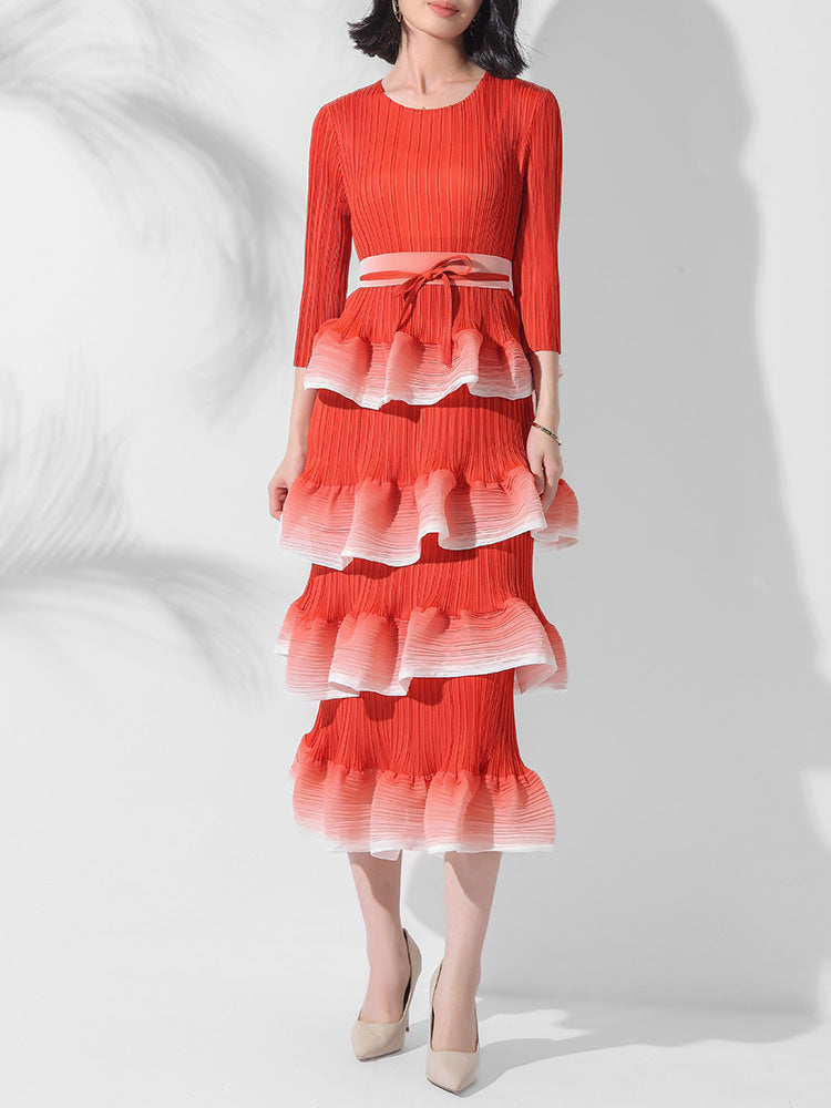Women's Polyester Niche Exquisite Pleated Dress