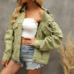 Perforated Coat Pocket Raglan Loose Jacket Women Denim