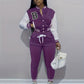 Letter Color Matching Jacket Single-breasted Letter Printed Baseball Uniform Sports Suit