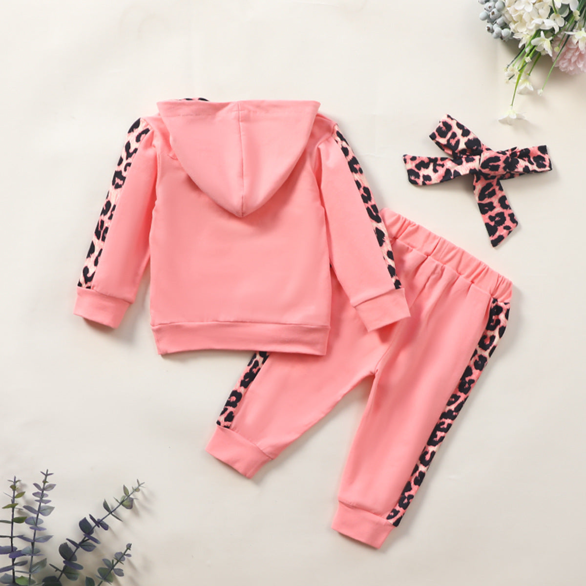 Fabricants de vêtements pour enfants Ins Wind Girls Suit Automne Mini Pull Sport Costume Léopard