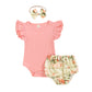 Hanging Multicolor Flying Sleeve Romper  Floral Culottes  Headscarf