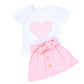 Ensemble jupe et nœud pour bébé fille, vêtements d'été européens et américains, nouvelle collection Pearl Love, blanc, manches courtes