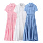 European And American Style With Belt Shirt Stitching Dress