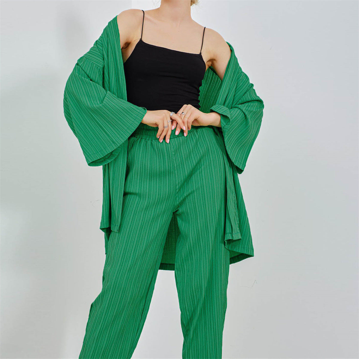 Costume décontracté camel pour femmes européennes et américaines, début d'automne, haut cardigan à manches longues, pantalon droit, tenue de maison, costume deux pièces